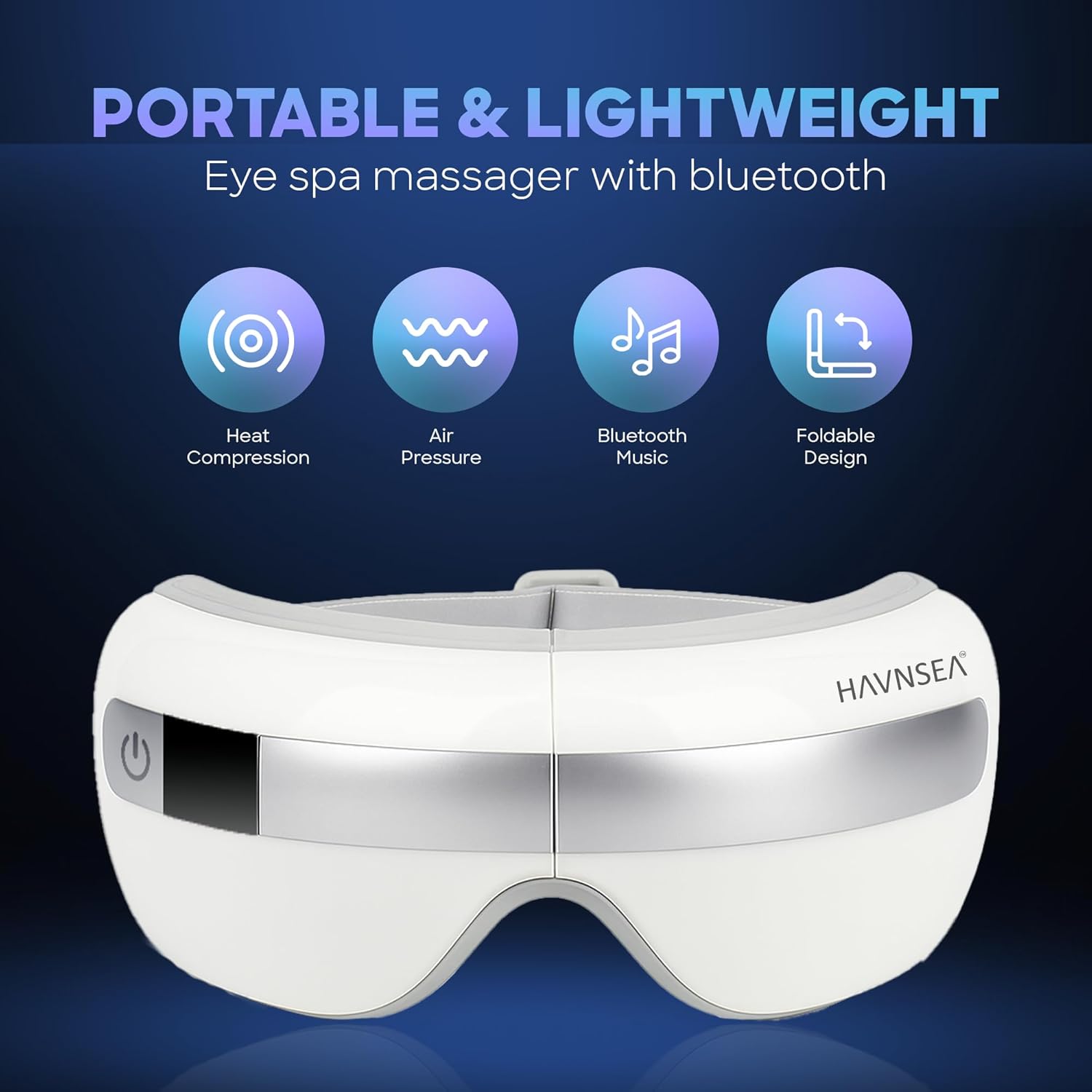 USB-C charging port on eye massager sleep mask — rechargeable battery with 5 hour life