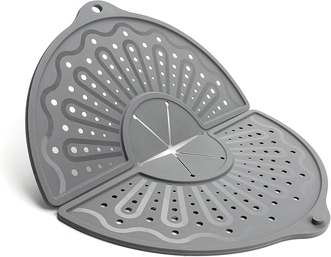 Fine silicone mesh of splatter guard — close-up of BPA-free food-grade material allowing steam escape