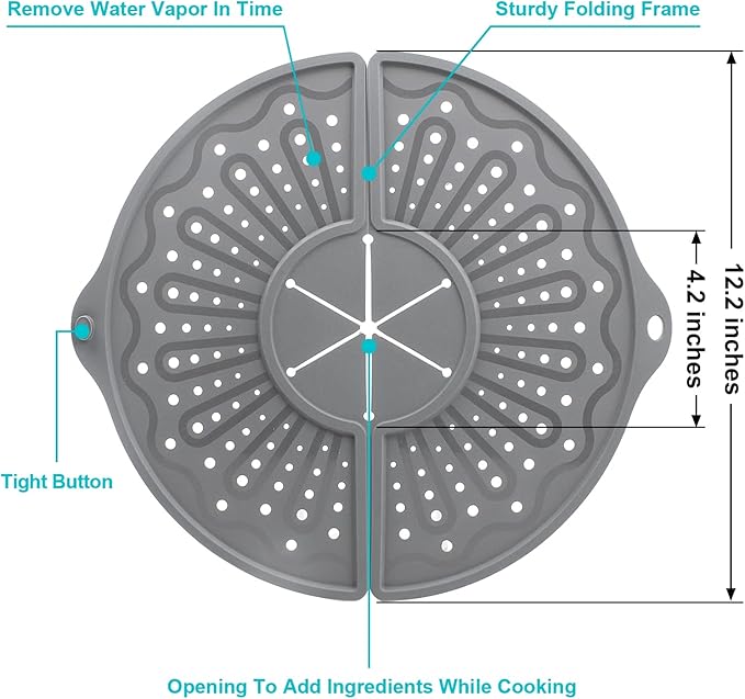 Silicone splatter guard fitted on round pan — 16 to 30 cm diameter flexible design for all cookware